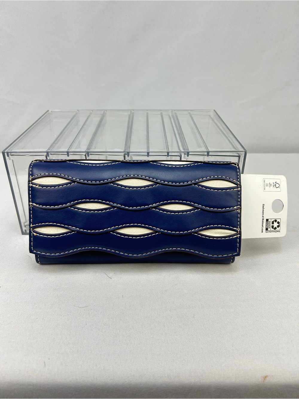 Navy Wave-Accent Women's Wallet - Unbranded